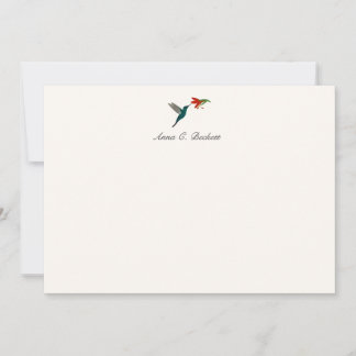 Correspondance Carte de note turquoise personnalisée de colibri