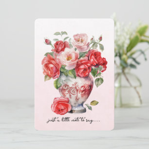Correspondance Carte de note Vase de Roses Rouges