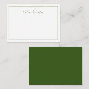 Correspondance Carte de note verte de typographie minimale modern