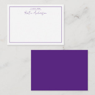 Correspondance Carte de note violette de script minimaliste moder