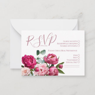 Correspondance Carte de pivoine Mariage RSVP
