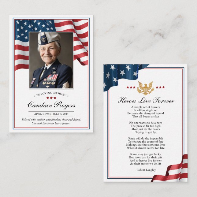 Correspondance Carte de prière patriotique commémorative (Devant / Derrière)