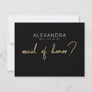 Correspondance Carte de proposition moderne Black + Gold Maid of 