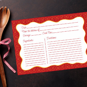 Correspondance Carte de recette de Motif de pâtes rouge main tiré