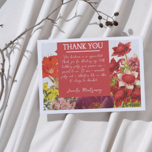 Correspondance Carte de remerciement à fleurs rouge riche gras