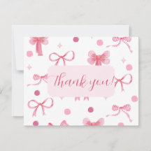 Carte de remerciement à ruban rose