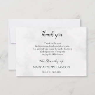 Correspondance carte de remerciement de funérailles à texte simpl