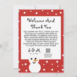 Correspondance Carte de remerciement de mariage d'hiver bonhomme