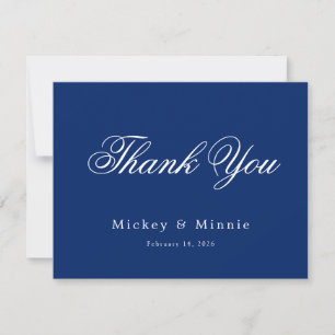 Correspondance Carte de Remerciement de Mariage Élégante Bleu Nui