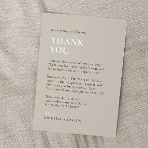 Correspondance Carte de remerciement de mariage minimaliste neutr