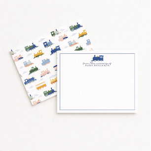 Correspondance Carte de remerciement de nursery Train Bleu