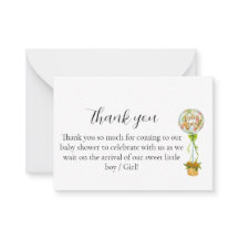 Carte de remerciement élégante pour Baby Shower He