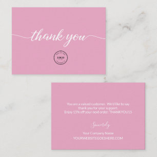 Correspondance Carte de remerciement élégante rose pâle pour entr