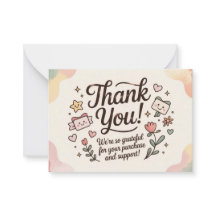 Carte de remerciement pastel mignonne