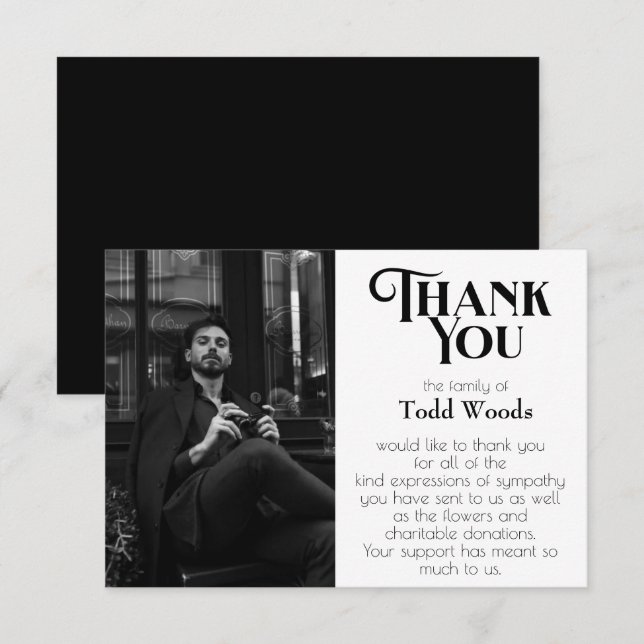 Correspondance Carte de remerciements funéraire, Merci de sympath (Devant / Derrière)