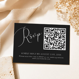 Correspondance Carte de réponse de mariage avec code QR noir mini