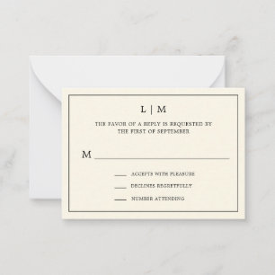 Correspondance Carte de réponse de mariage jaune beurre moderne m