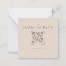 Carte de réponse en ligne QR code moderne beige ch