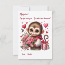 Carte de Saint Valentin Bébé Singe