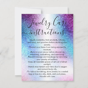Correspondance Carte de soin pour bijoux de Parties scintillant N