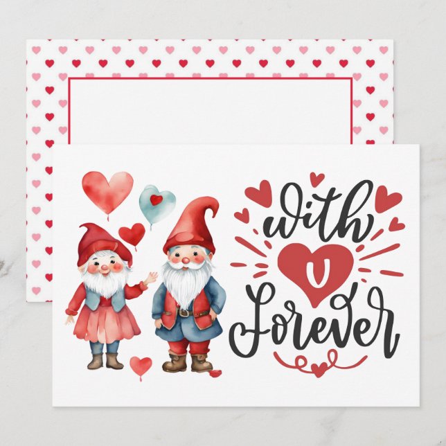 Correspondance Carte de Valentines Photo Gnome "With U Forever" (Devant / Derrière)