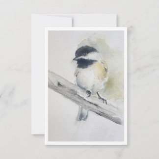 Correspondance Carte de vœux à l'aquarelle Mésange à tête noire