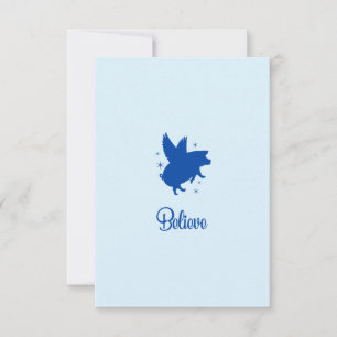 Correspondance Carte de vœux à plat Flying Pig Believe