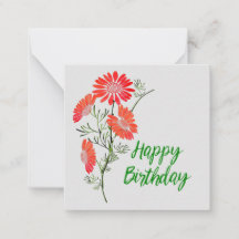 Carte de vœux d'anniversaire aux fleurs orange