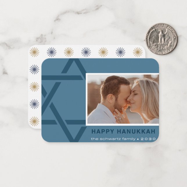 Correspondance Carte Hanoukka joyeuse de la famille Schwartz (Devant/Arrière en situation)