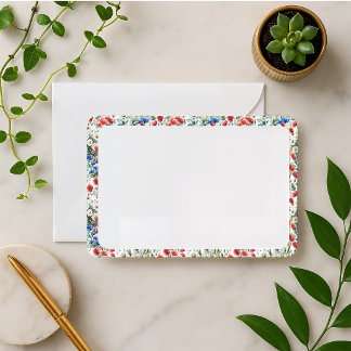 Correspondance Carte plate à motif aquarelle de fleurs sauvages p