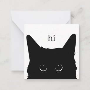Correspondance Carte pour notes de chat noir (carte blanche)