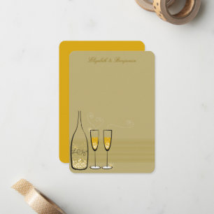 Correspondance Champagne d'or Bubbly Chic Mariage Carte de remerc