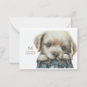 Correspondance Chiot en Jeans Art Monogramme Carte de note person
