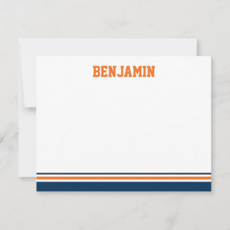 Correspondance College Stripe Bar Mitzvah Carte de remerciements