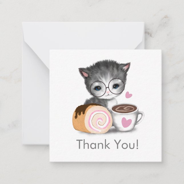 Correspondance Cute Kitten Cat Café Merci Carte de note (Devant)