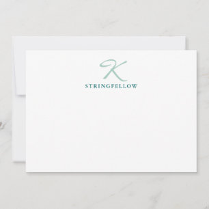Correspondance Élégante carte de note Monogramme de script Turquo