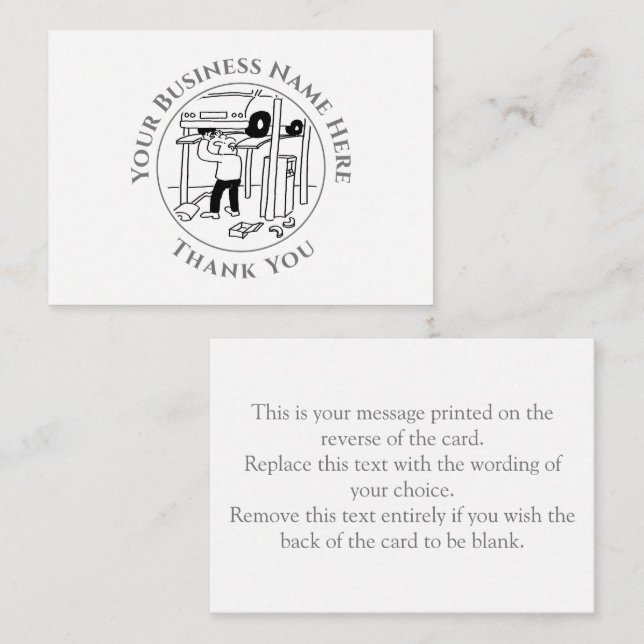 Correspondance Garage Mécanique Merci Carte de note (Devant / Derrière)