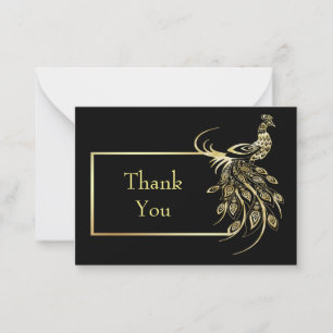Correspondance Gold Foil Peacock Bird Carte de remerciements