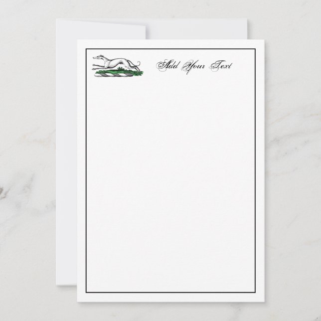 Correspondance Greyhound Whippet exécutant une carte de note de c (Devant)