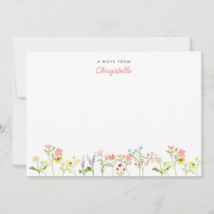Correspondance Jolie carte de note personnalisée Fleur sauvage