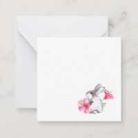 Jolies Lapins et Carte de Note Florale Tropicale