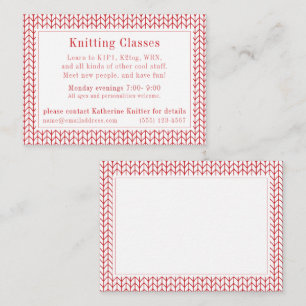 Correspondance KNIT DE LIGNE ROUGE "Classes Tricots" Carte de vis