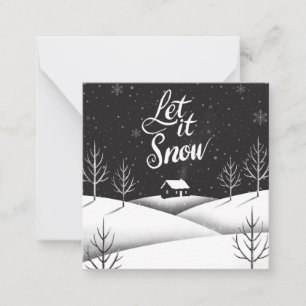 Correspondance Laisser neiger noir et blanc Mini carte de Noël