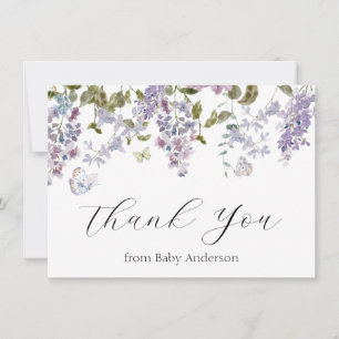 Correspondance Lilac et Papillons Douche Merci Carte de note