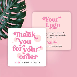 Correspondance Logo moderne tendance rose Carte de remerciements