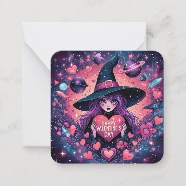 Correspondance Magique Coeurs Sorcière Valentines Carte de note d (Devant)