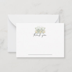 Correspondance Merci de Carte pour notes Floral blanc et jaune