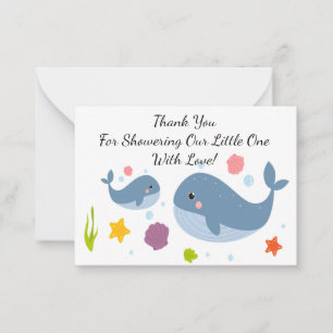 Correspondance Mignonne Mère Baleine Et Son Bébé Carte de remerci