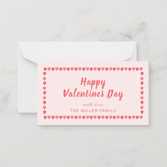 Correspondance Mini carte de la Saint-Valentin cœur rose  (Devant)