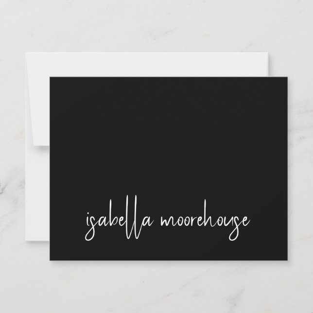 Correspondance Nom de script moderne Carte Noir Flat Note (Devant)